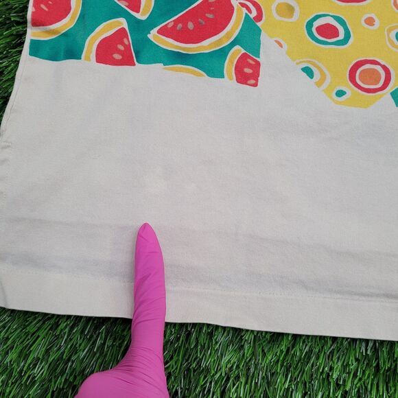 Vintage Watermelon Floral Shirt Womens Medium 21x22 White - Picture 6 of 13